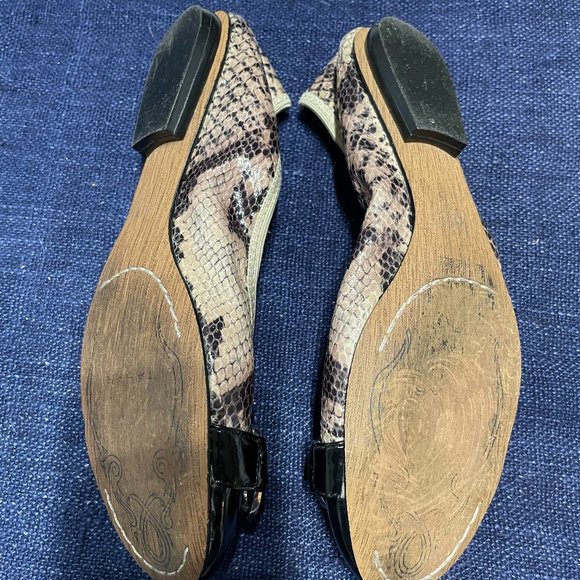 TAHARI Gustave  Leather Patent and Faux Snakeskin Ballet Flats - Picture 2 of 5